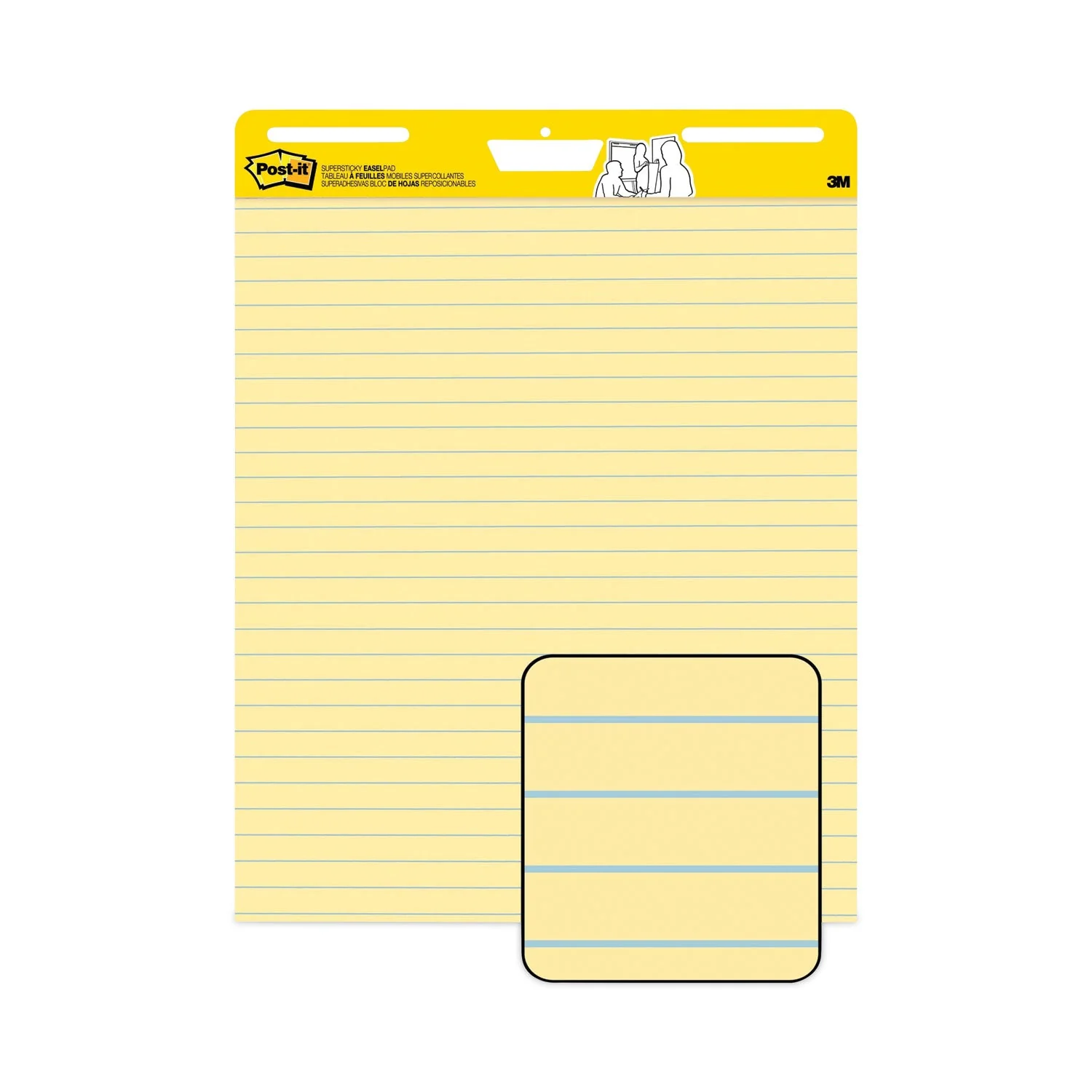 3M Post-it Vertical-Orientation Self-Stick Easel Pad Value Pack, Presentation Format (1.5" Rule), 25 x 30, Yellow, 30 Sheets, 4/Carton - Image 9