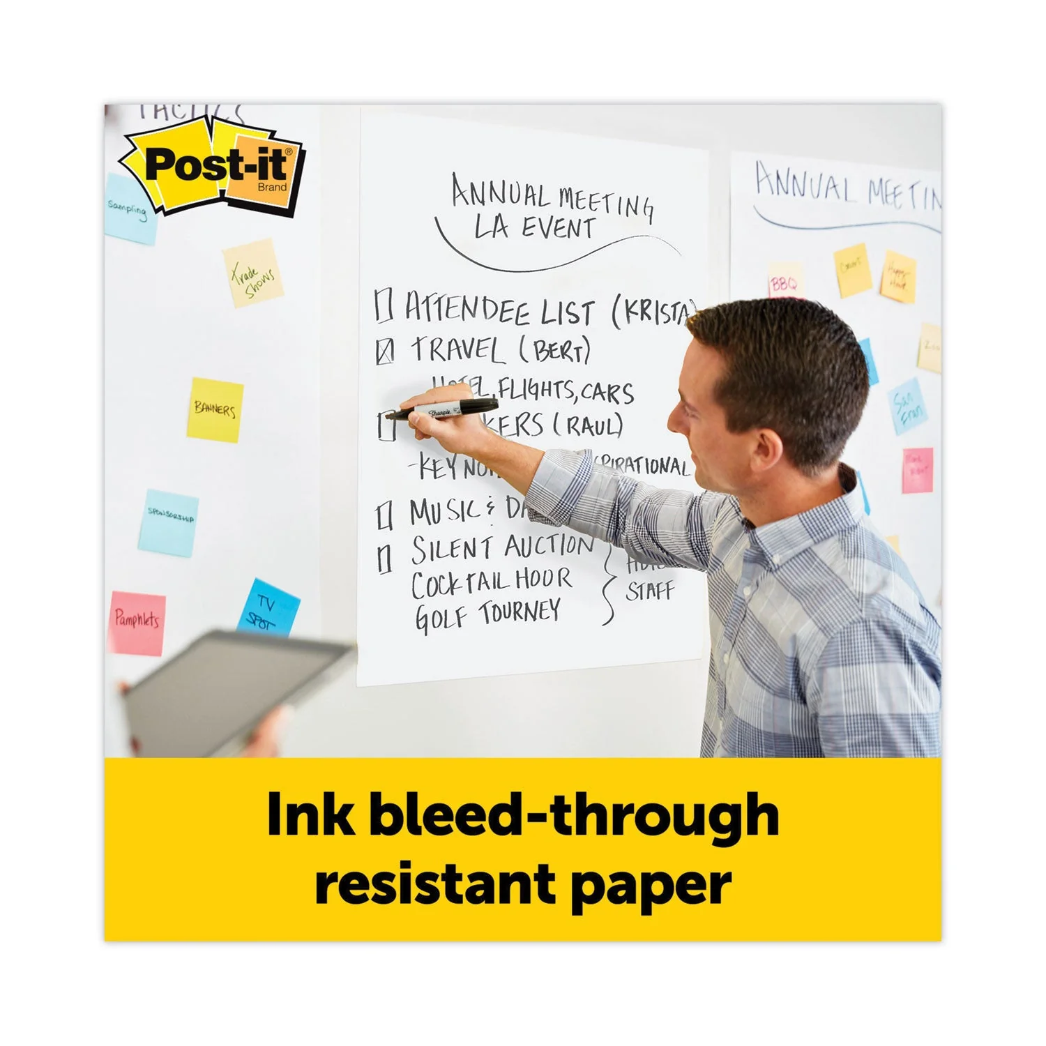 3M Post-it Vertical-Orientation Self-Stick Easel Pad Value Pack, Unruled, 25 x 30, White, 30 Sheets, 4/Carton - Image 4