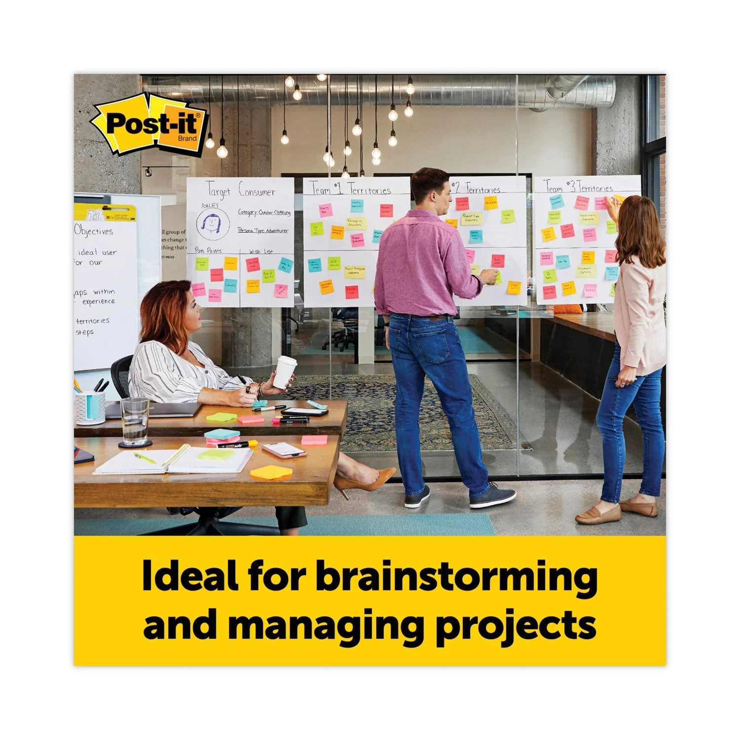 3M Post-it Vertical-Orientation Self-Stick Easel Pad Value Pack, Unruled, 25 x 30, White, 30 Sheets, 4/Carton - Image 7