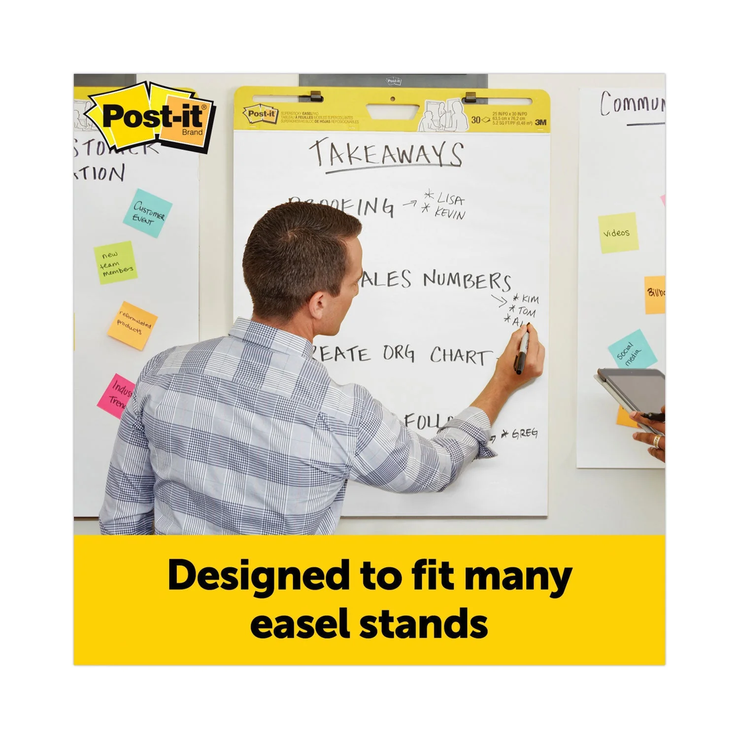 3M Post-it Vertical-Orientation Self-Stick Easel Pad Value Pack, Unruled, 25 x 30, White, 30 Sheets, 6/Carton - Image 5