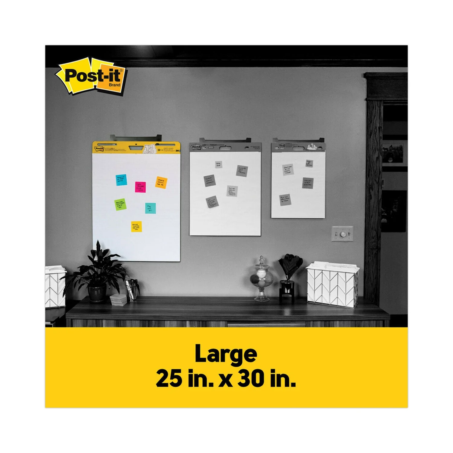 3M Post-it Vertical-Orientation Self-Stick Easel Pad Value Pack, Unruled, 25 x 30, White, 30 Sheets, 6/Carton - Image 9