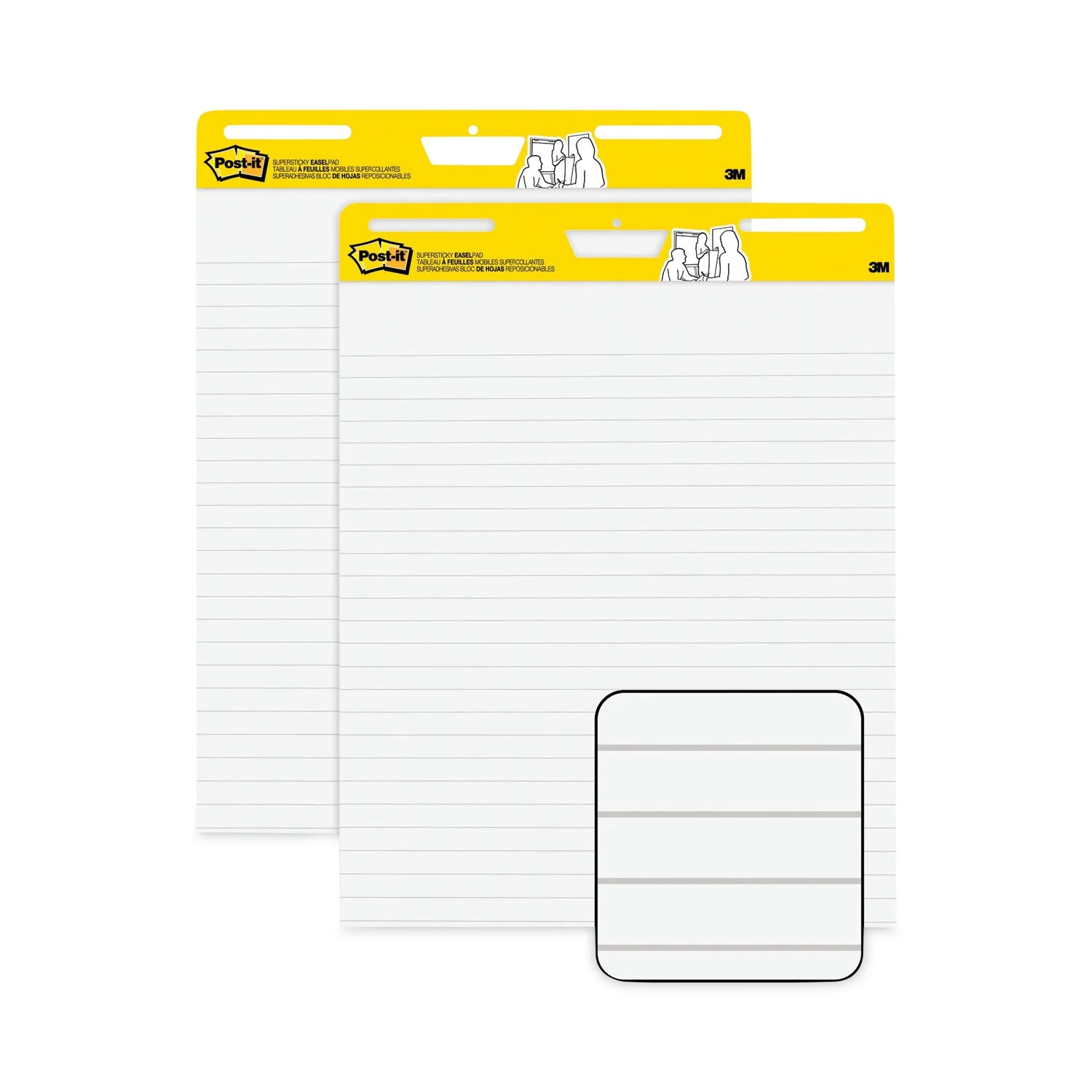 3M Post-it Vertical-Orientation Self-Stick Easel Pads, Presentation Format (1.5" Rule), 25 x 30, White, 30 Sheets, 2/Pack - Image 2