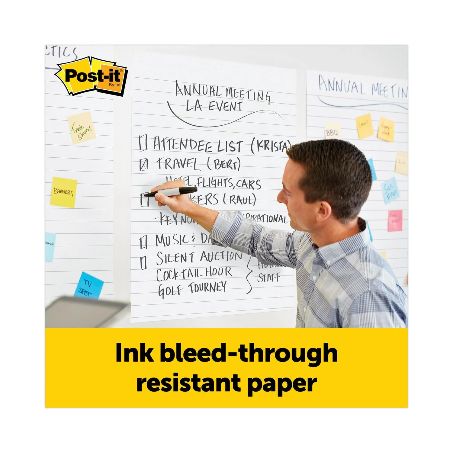3M Post-it Vertical-Orientation Self-Stick Easel Pads, Presentation Format (1.5" Rule), 25 x 30, White, 30 Sheets, 2/Pack - Image 4