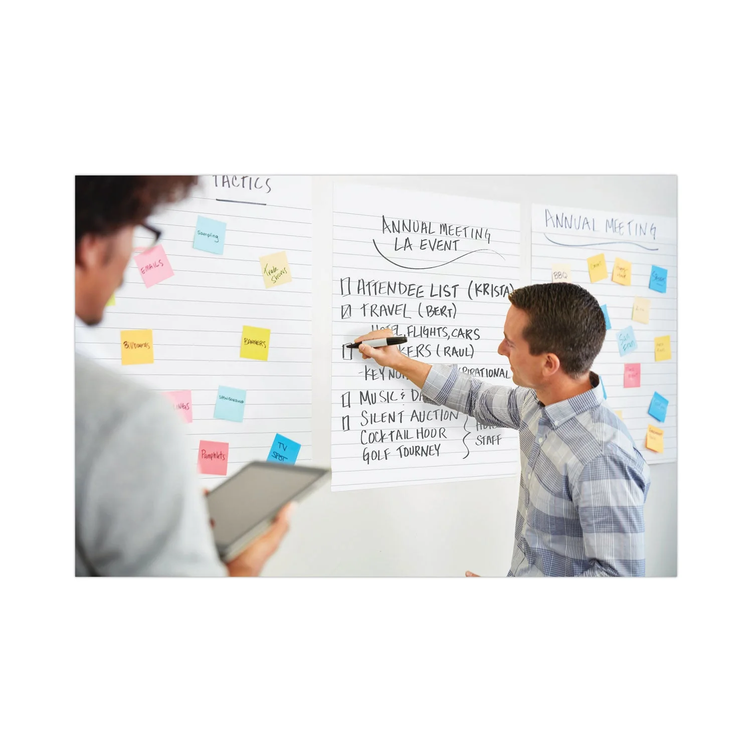 3M Post-it Vertical-Orientation Self-Stick Easel Pads, Presentation Format (1.5" Rule), 25 x 30, White, 30 Sheets, 2/Pack - Image 8