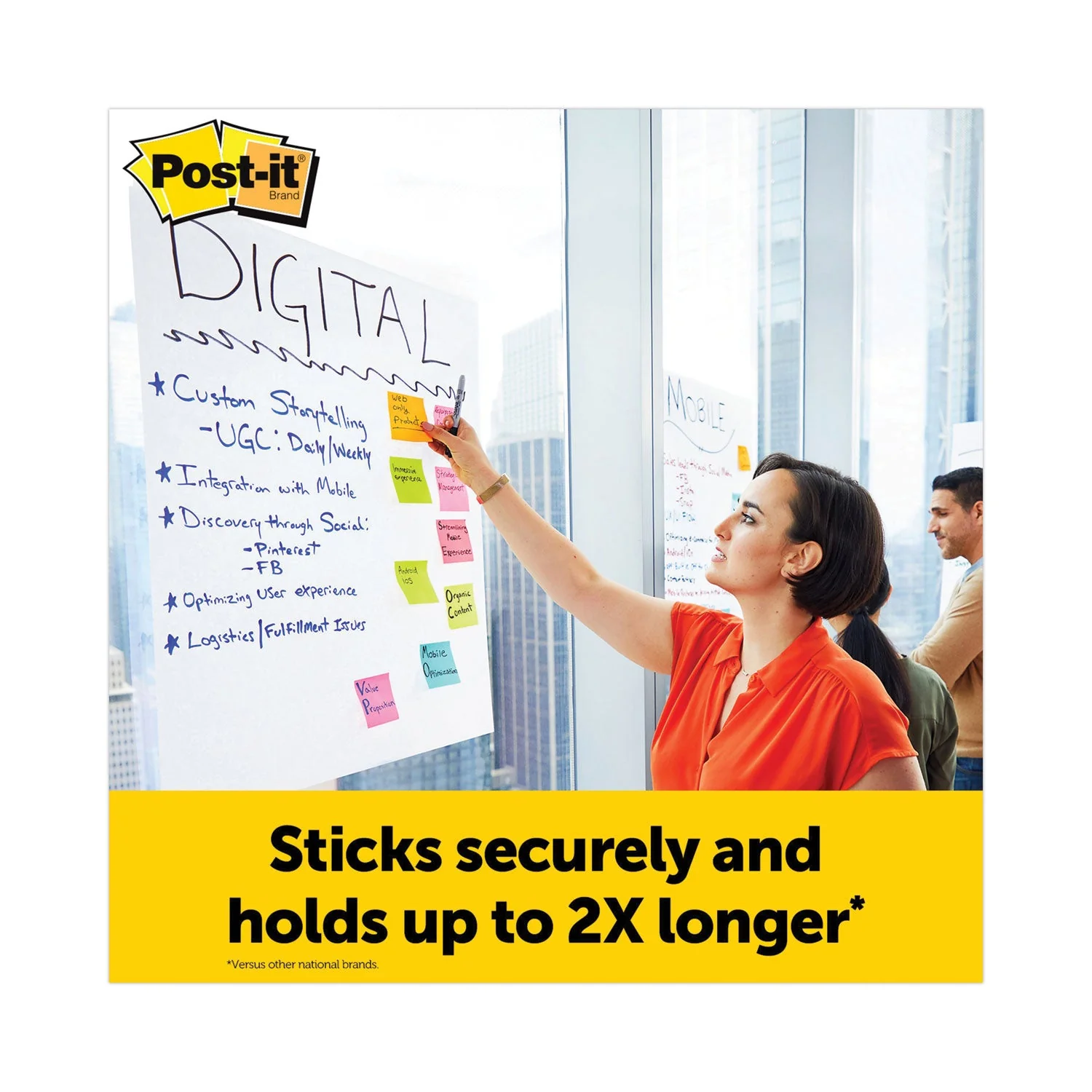 3M Post-it Vertical-Orientation Self-Stick Easel Pads, Quadrille Rule (1 sq/in), 25 x 30, White, 30 Sheets, 2/Carton - Image 3