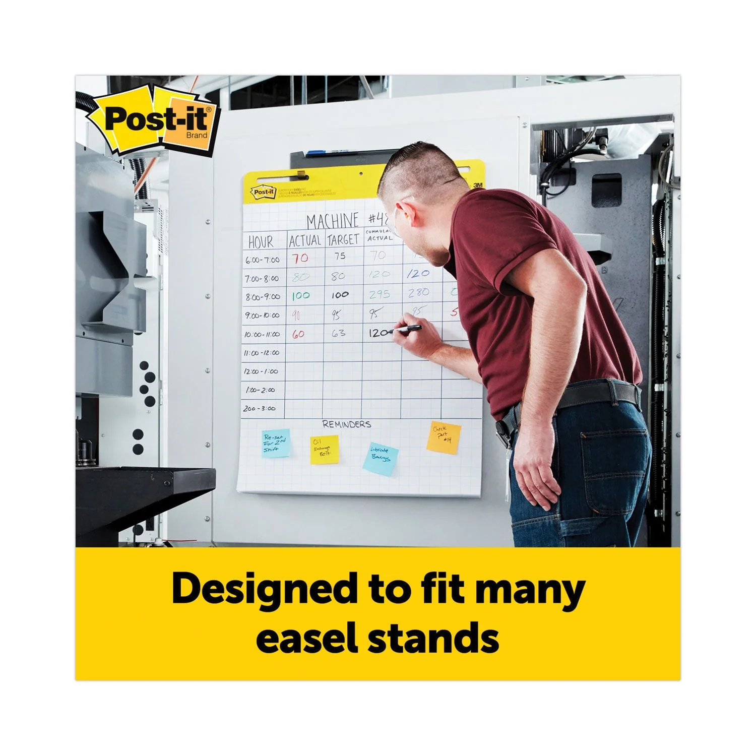 3M Post-it Vertical-Orientation Self-Stick Easel Pads, Quadrille Rule (1 sq/in), 25 x 30, White, 30 Sheets, 2/Carton - Image 5