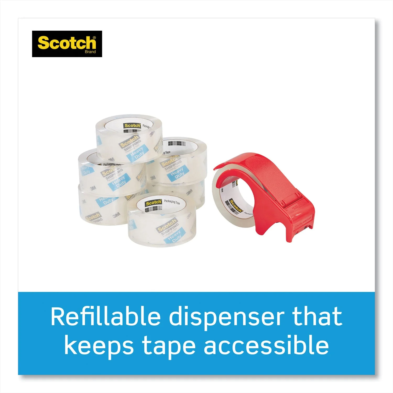 Scotch 3850 Heavy-Duty Packaging Tape with DP300 Dispenser, 3" Core, 1.88" x 54.6 yds, Clear, 6/Pack - Image 5