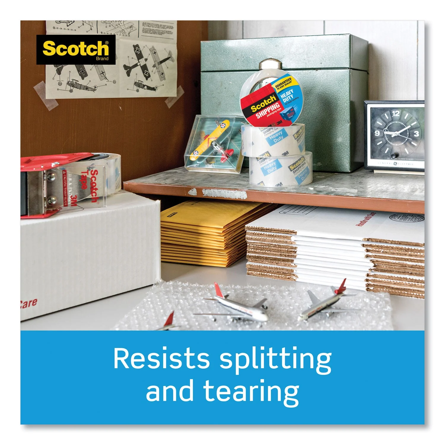 Scotch 3850 Heavy-Duty Packaging Tape with DP300 Dispenser, 3" Core, 1.88" x 54.6 yds, Clear, 6/Pack - Image 6