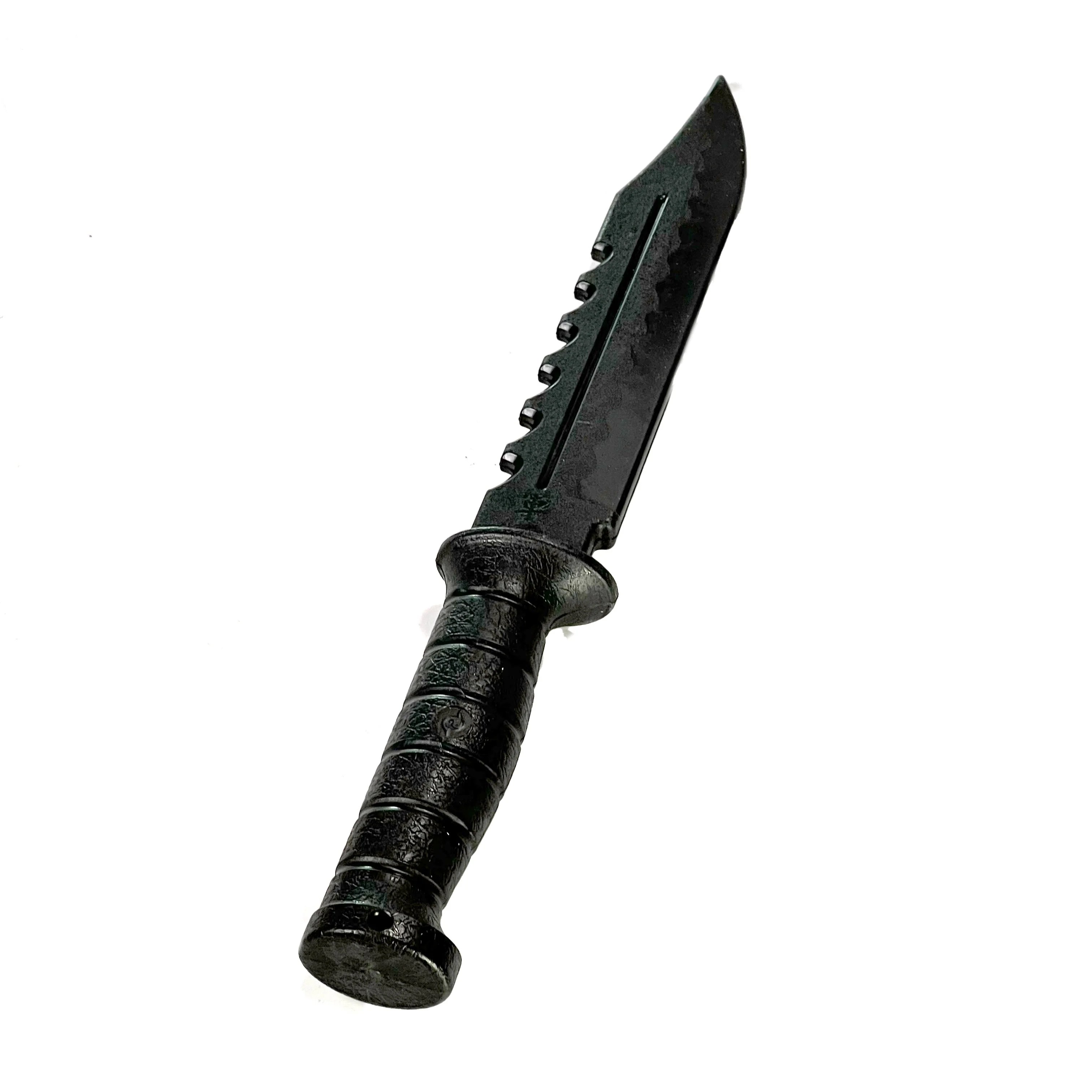 Serrated Spine Combat Rambo Style Poly Training Knife with 8.25 Inch Clip Point Blade Prop - Image 2