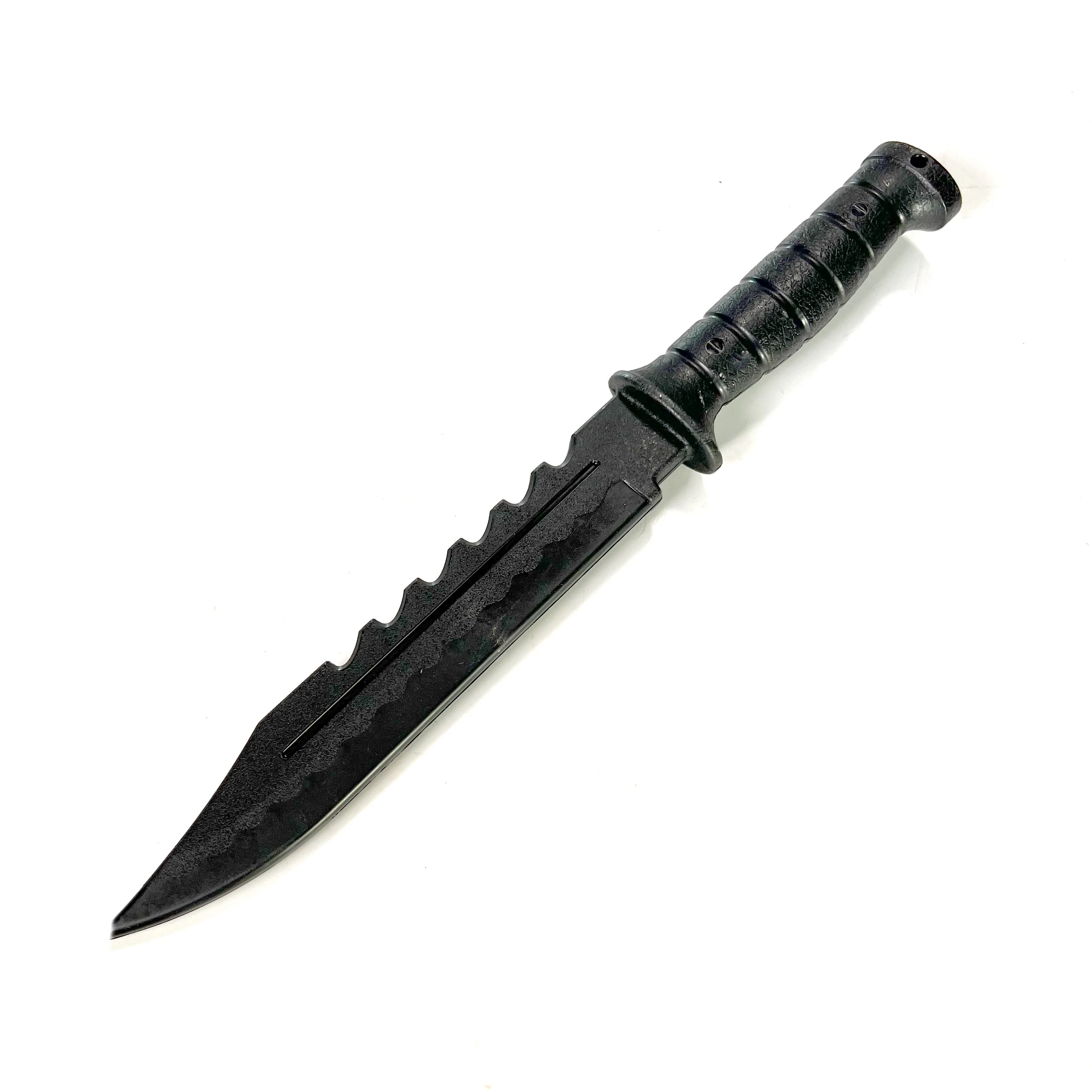 Serrated Spine Combat Rambo Style Poly Training Knife with 8.25 Inch Clip Point Blade Prop - Image 3