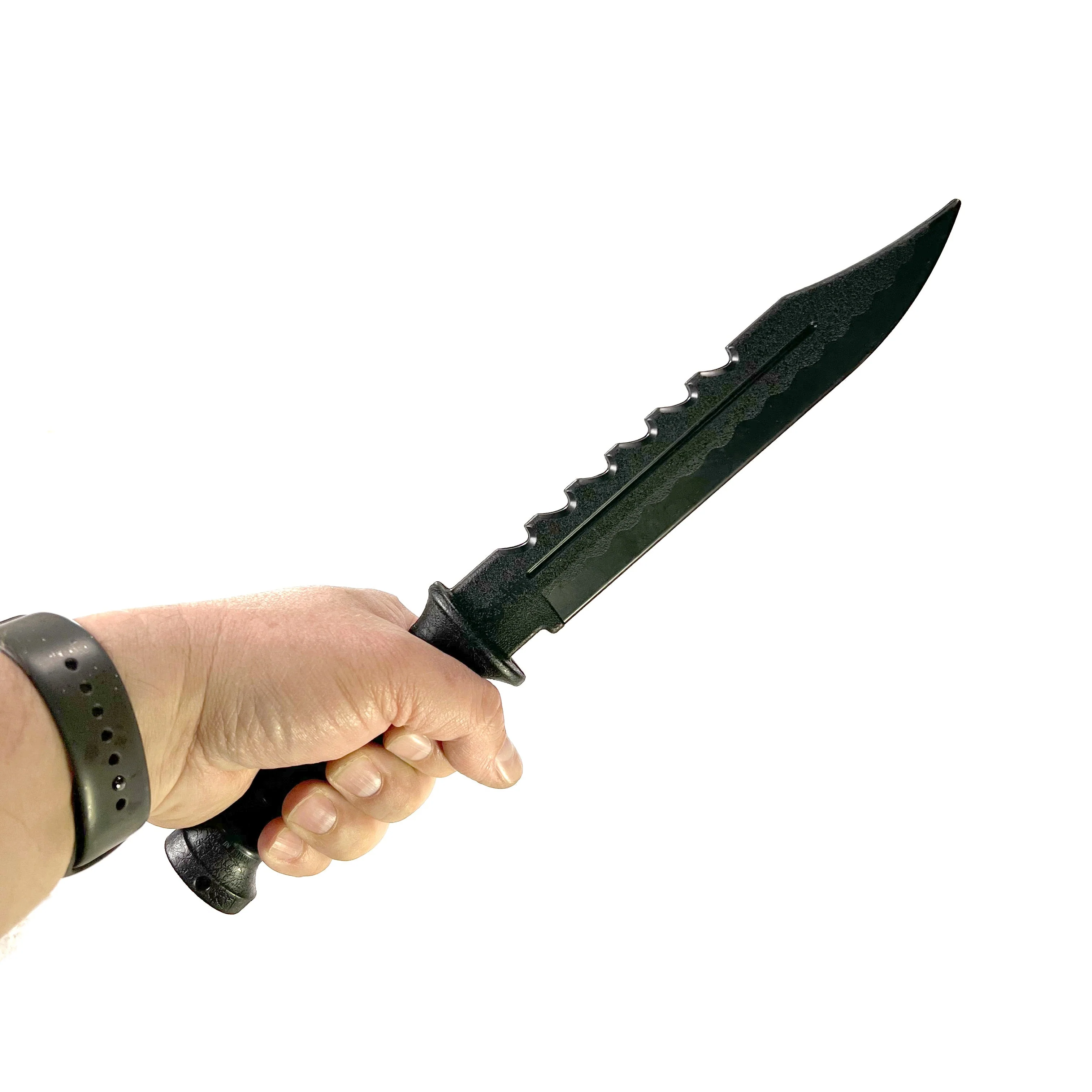 Serrated Spine Combat Rambo Style Poly Training Knife with 8.25 Inch Clip Point Blade Prop - Image 4