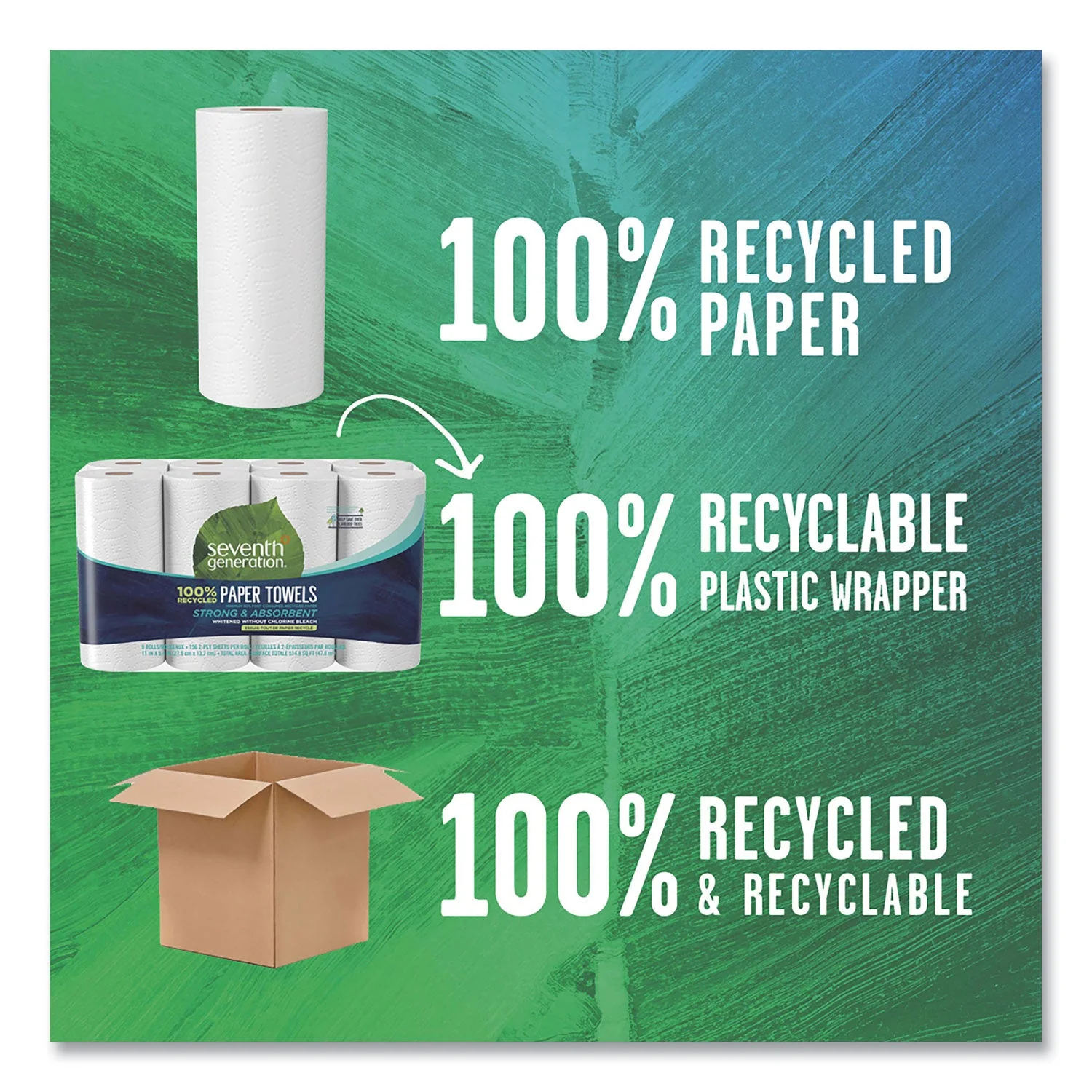 Seventh Generation 100% Recycled Paper Kitchen Towel Rolls, 2-Ply, 11 x 5.4, 156 Sheets/Roll, 8 Rolls/Pack - Image 4