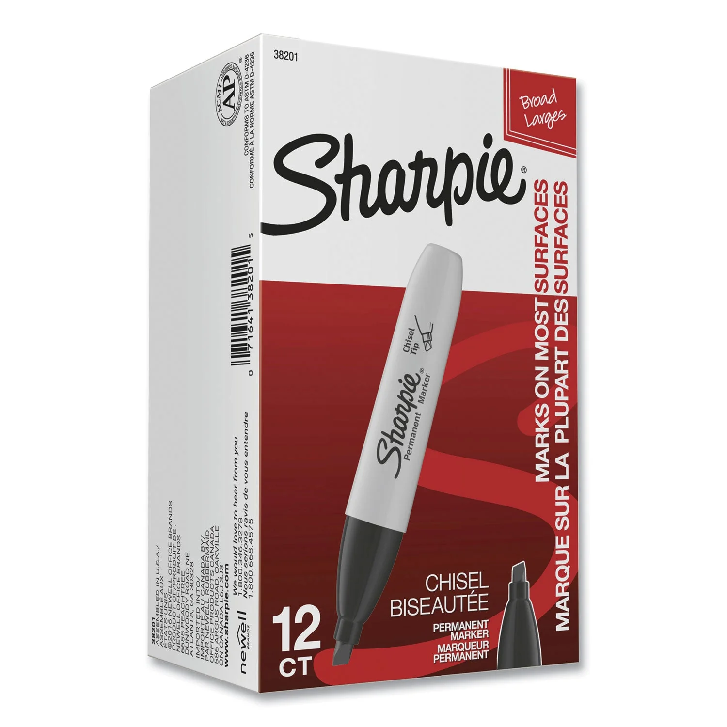 Sharpie Chisel Tip Permanent Marker, Medium Chisel Tip, Black, Dozen - Image 7