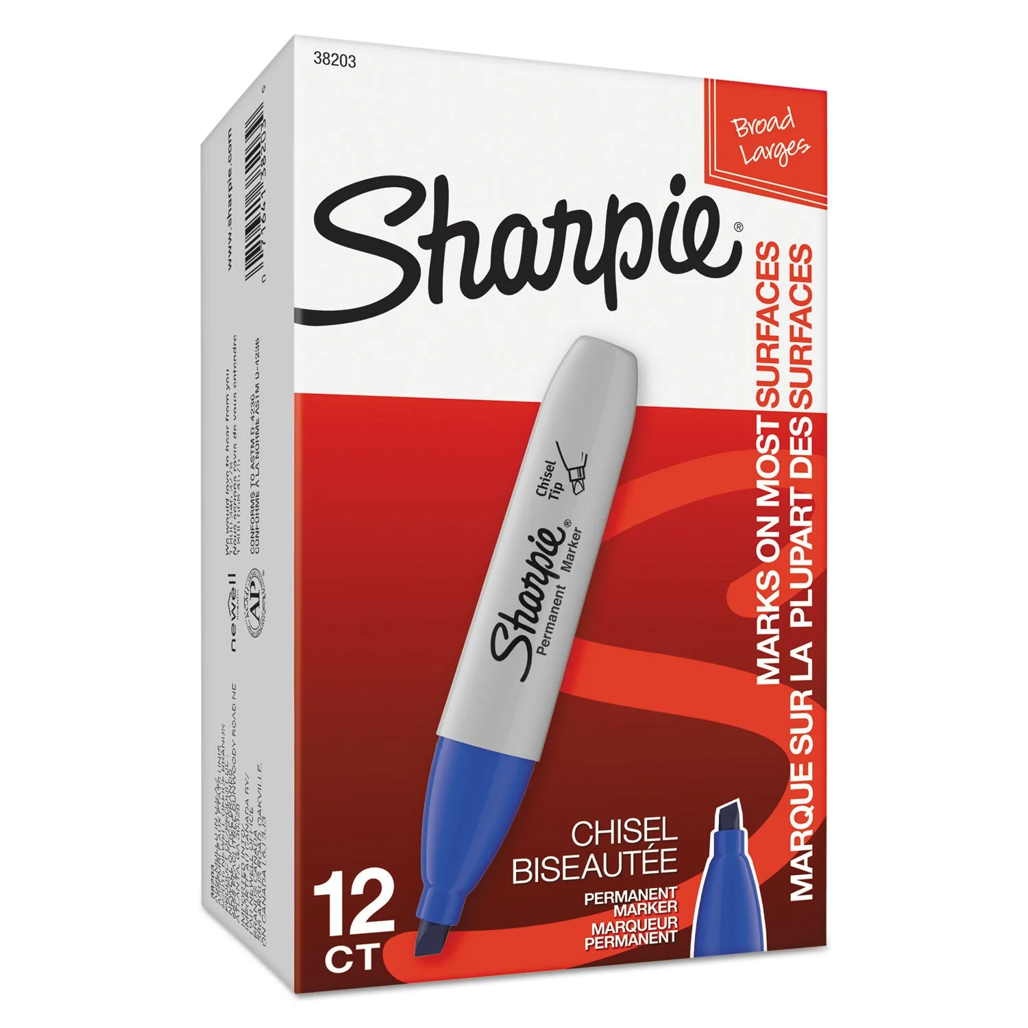Sharpie Chisel Tip Permanent Marker, Medium Chisel Tip, Blue, Dozen - Image 6