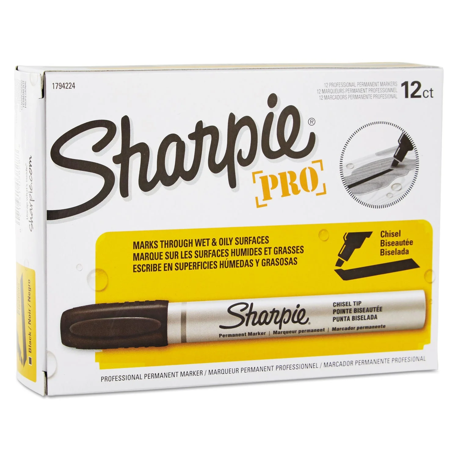 Sharpie Durable Metal Barrel Permanent Marker, Broad Chisel Tip, Black - Image 2