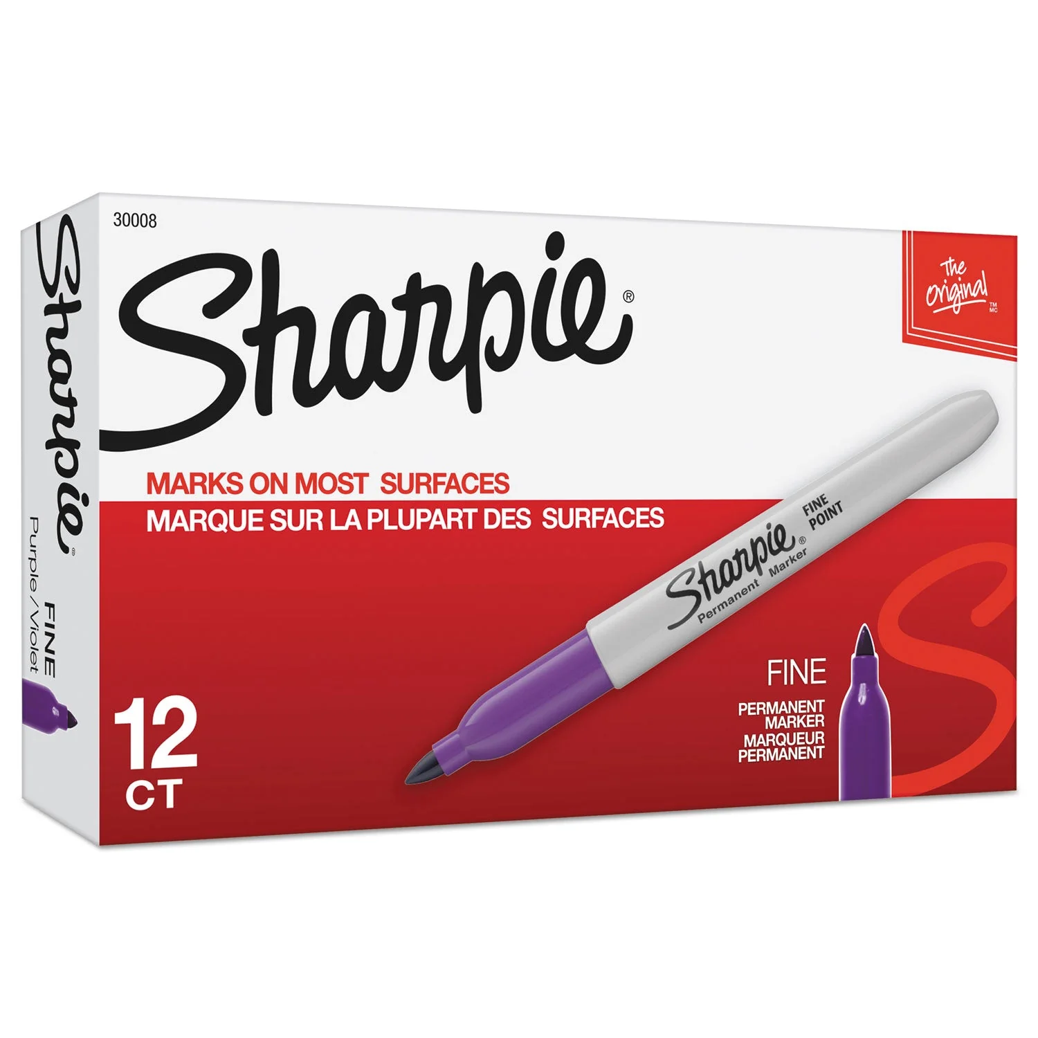 Sharpie Fine Tip Permanent Marker, Fine Bullet Tip, Purple, Dozen - Image 2