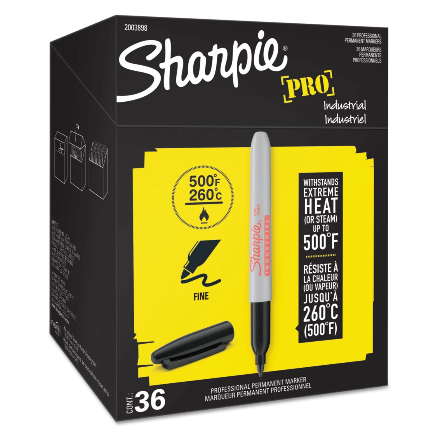 Sharpie Industrial Permanent Marker Value Pack, Fine Bullet Tip, Black - Image 2