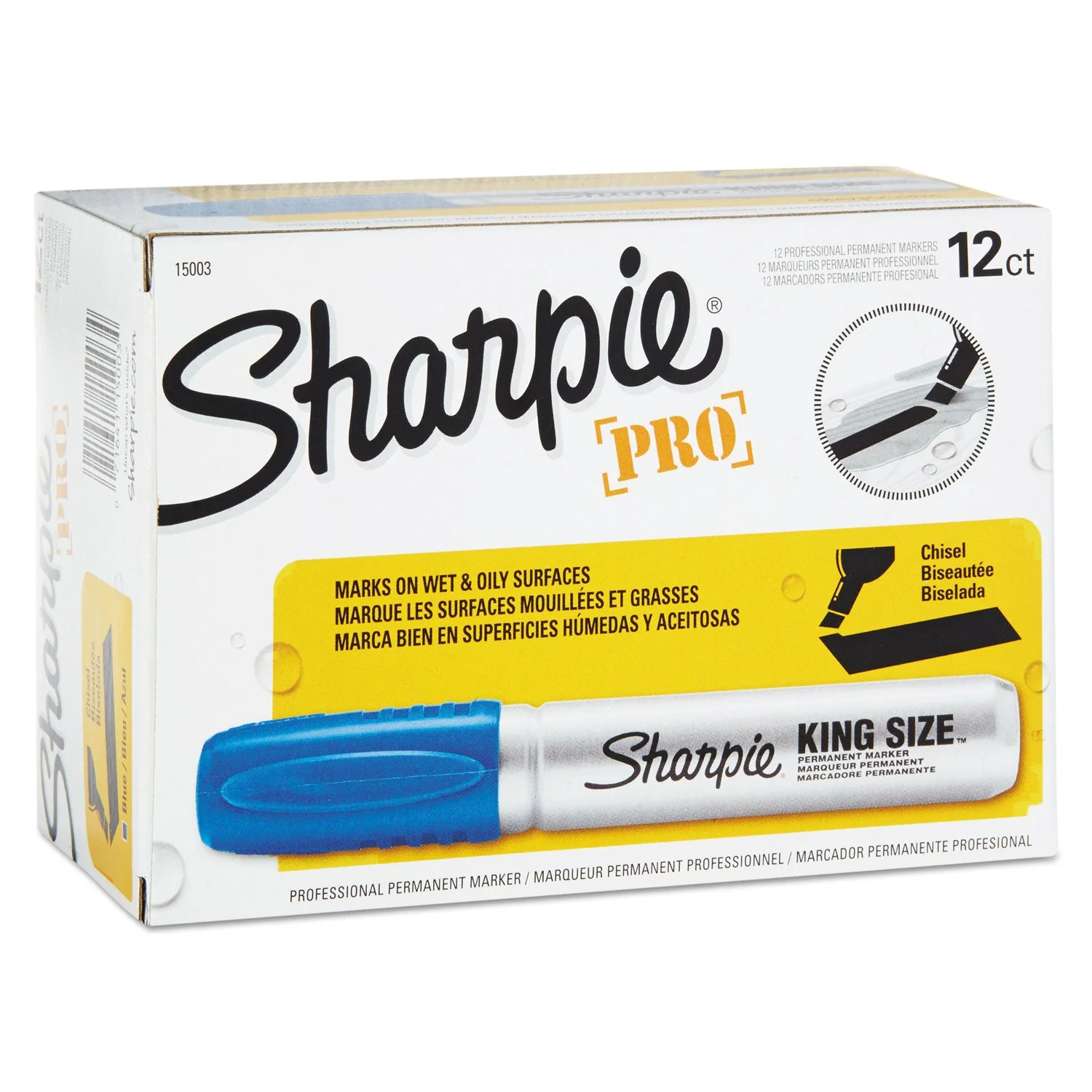 Sharpie King Size Permanent Marker, Broad Chisel Tip, Blue, Dozen - Image 2