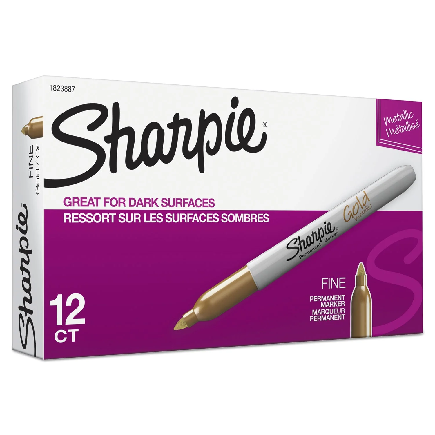 Sharpie Metallic Fine Point Permanent Markers, Fine Bullet Tip, Gold, Dozen - Image 2
