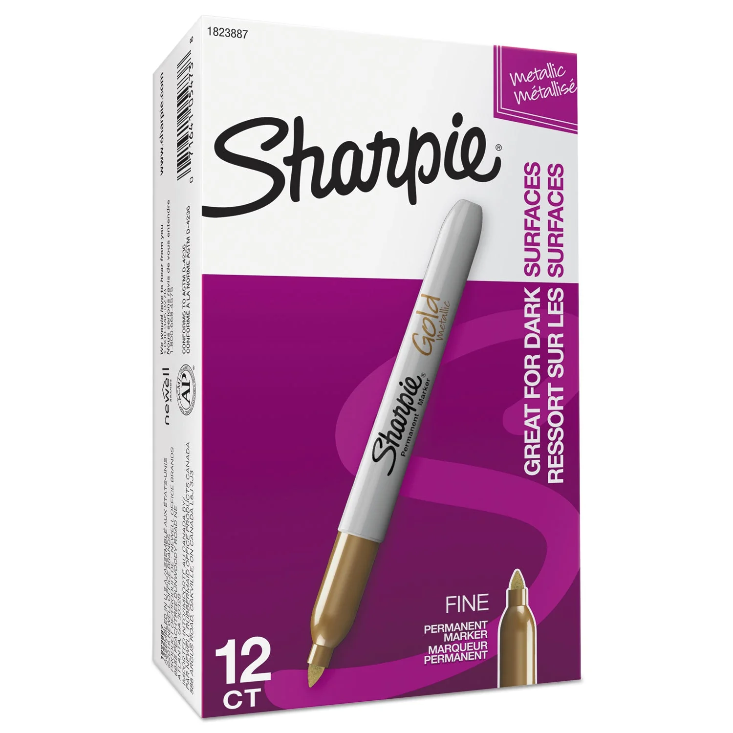 Sharpie Metallic Fine Point Permanent Markers, Fine Bullet Tip, Gold, Dozen - Image 4