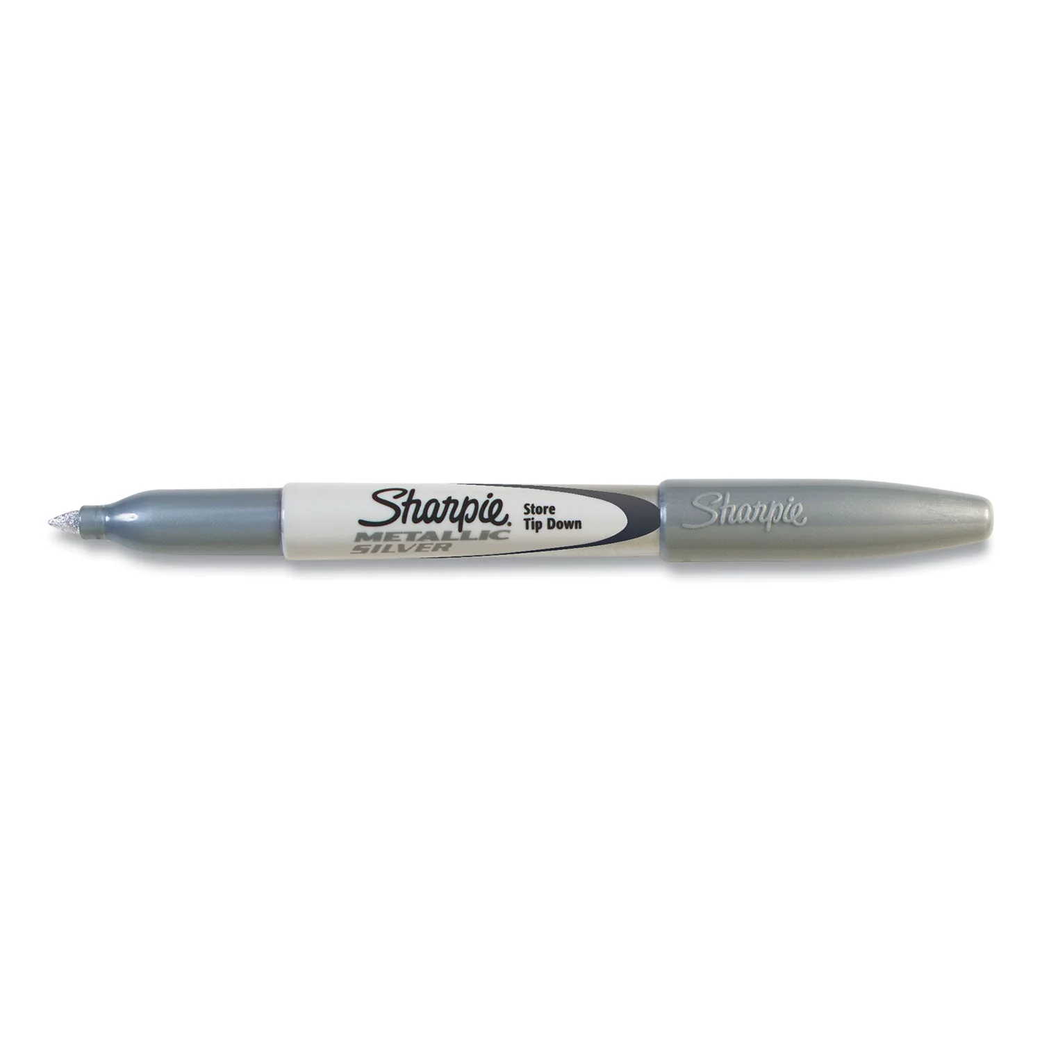 Sharpie Metallic Fine Point Permanent Markers, Fine Bullet Tip, Metallic Silver, Dozen - Image 2