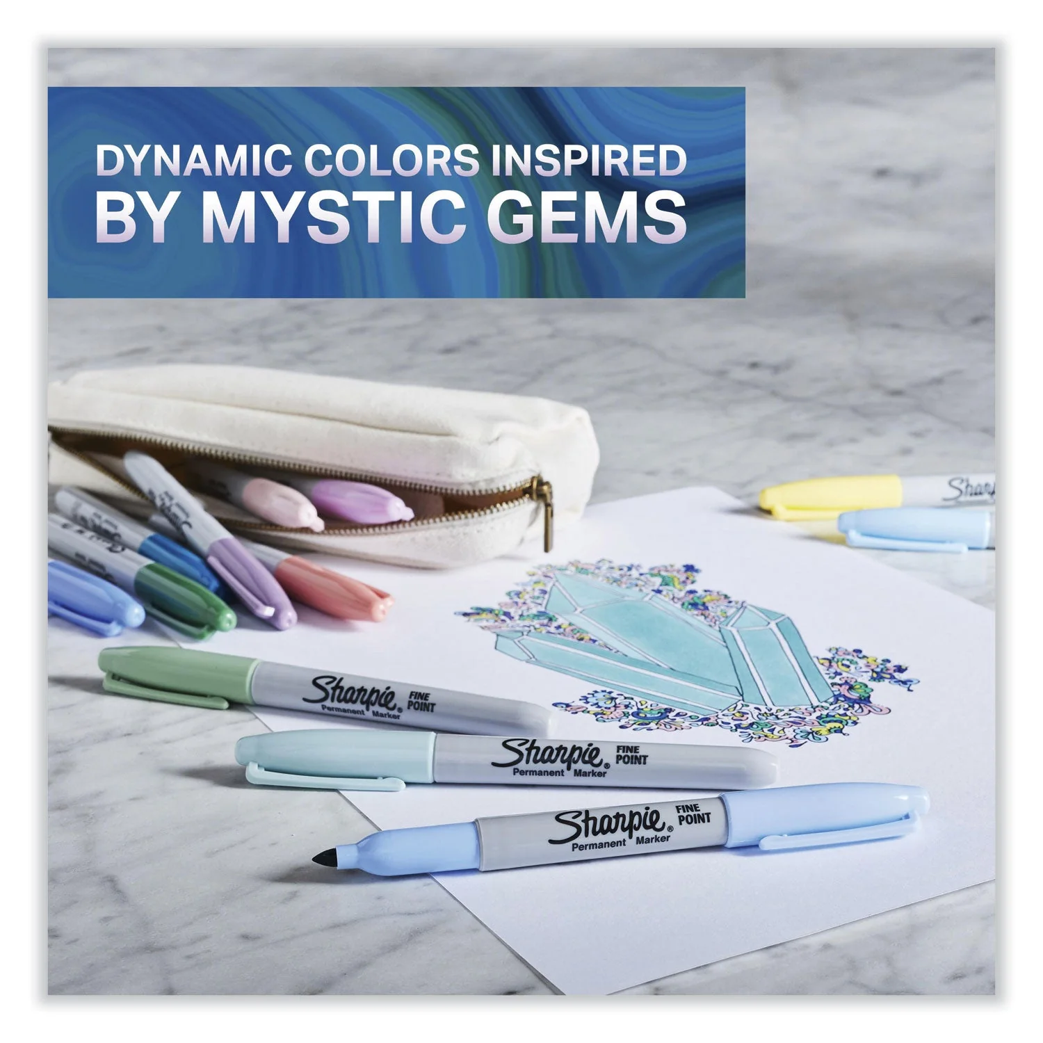 Sharpie Mystic Gems Markers, Fine Bullet Tip, Assorted, 24/Pack - Image 2