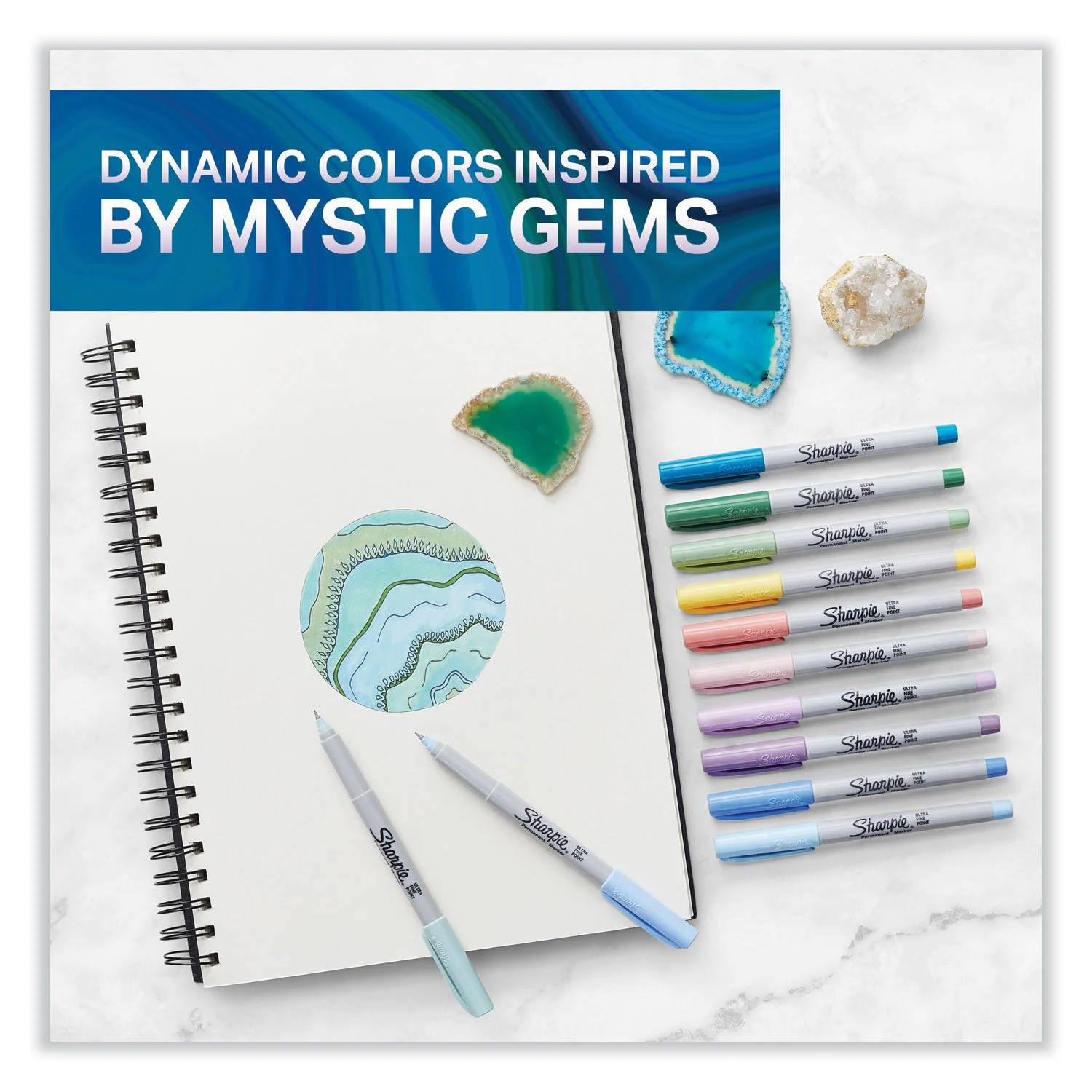Sharpie Mystic Gems Markers, Ultra-Fine Needle Tip, Assorted, 24/Pack - Image 2