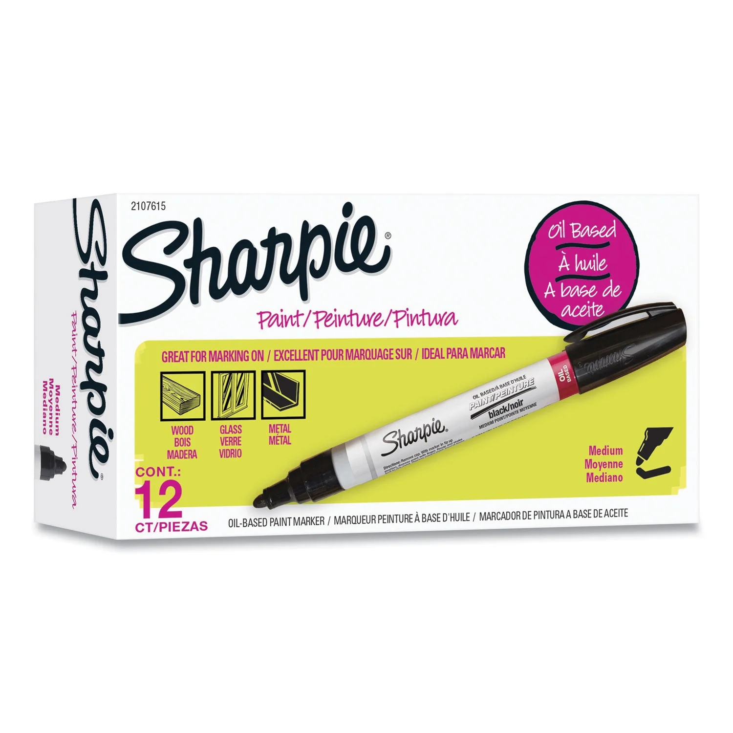 Sharpie Permanent Paint Marker, Medium Bullet Tip, Black, Dozen - Image 2