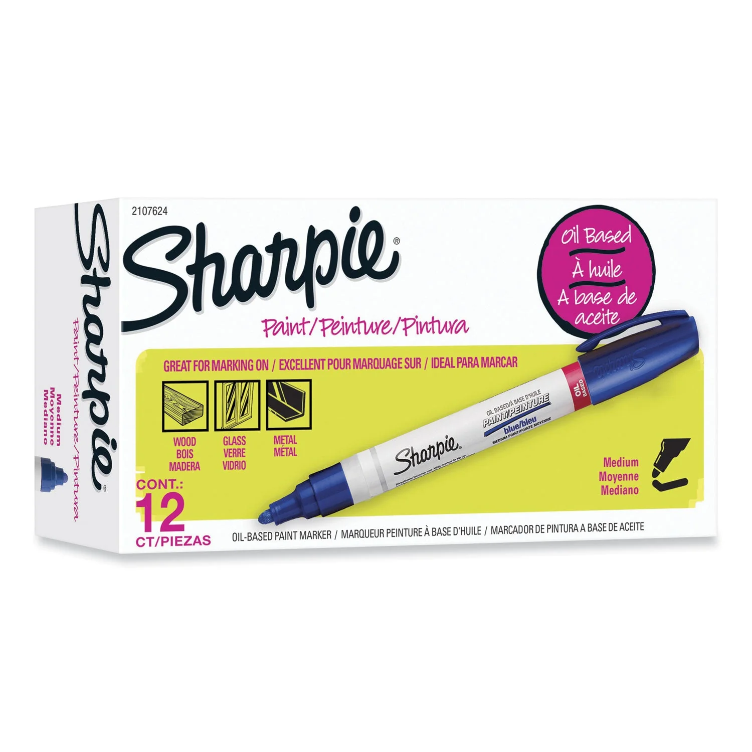 Sharpie Permanent Paint Marker, Medium Bullet Tip, Blue, Dozen - Image 2