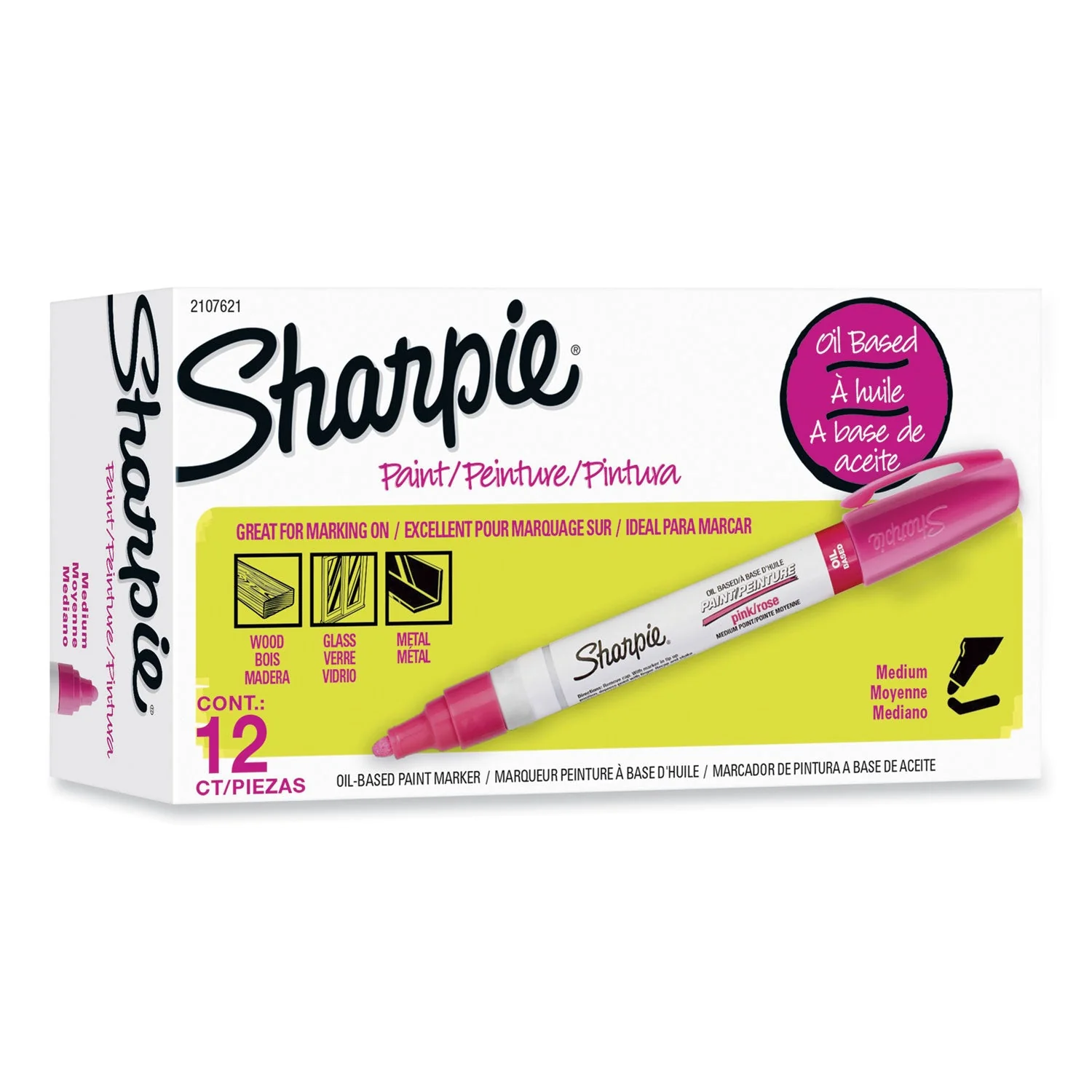 Sharpie Permanent Paint Marker, Medium Bullet Tip, Pink, Dozen - Image 2