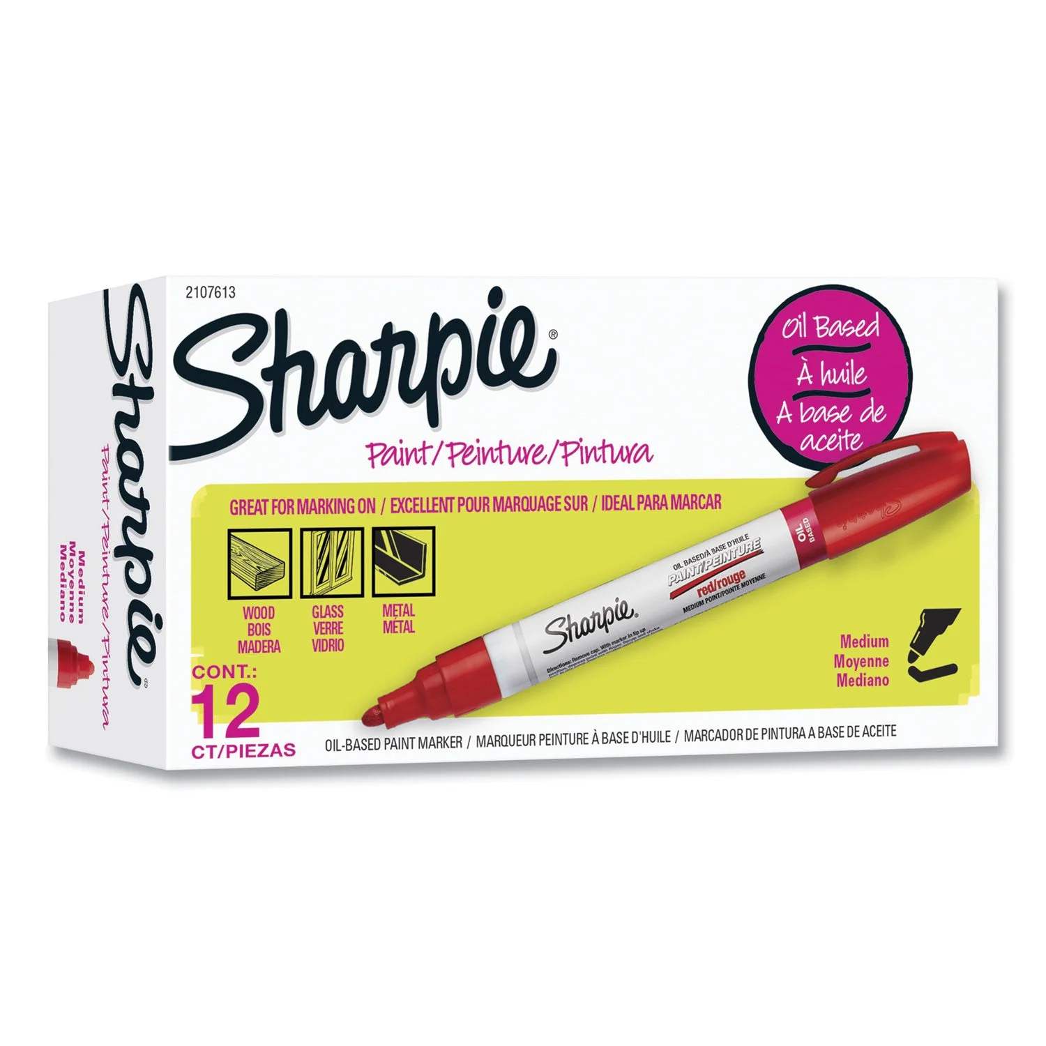 Sharpie Permanent Paint Marker, Medium Bullet Tip, Red, Dozen - Image 2