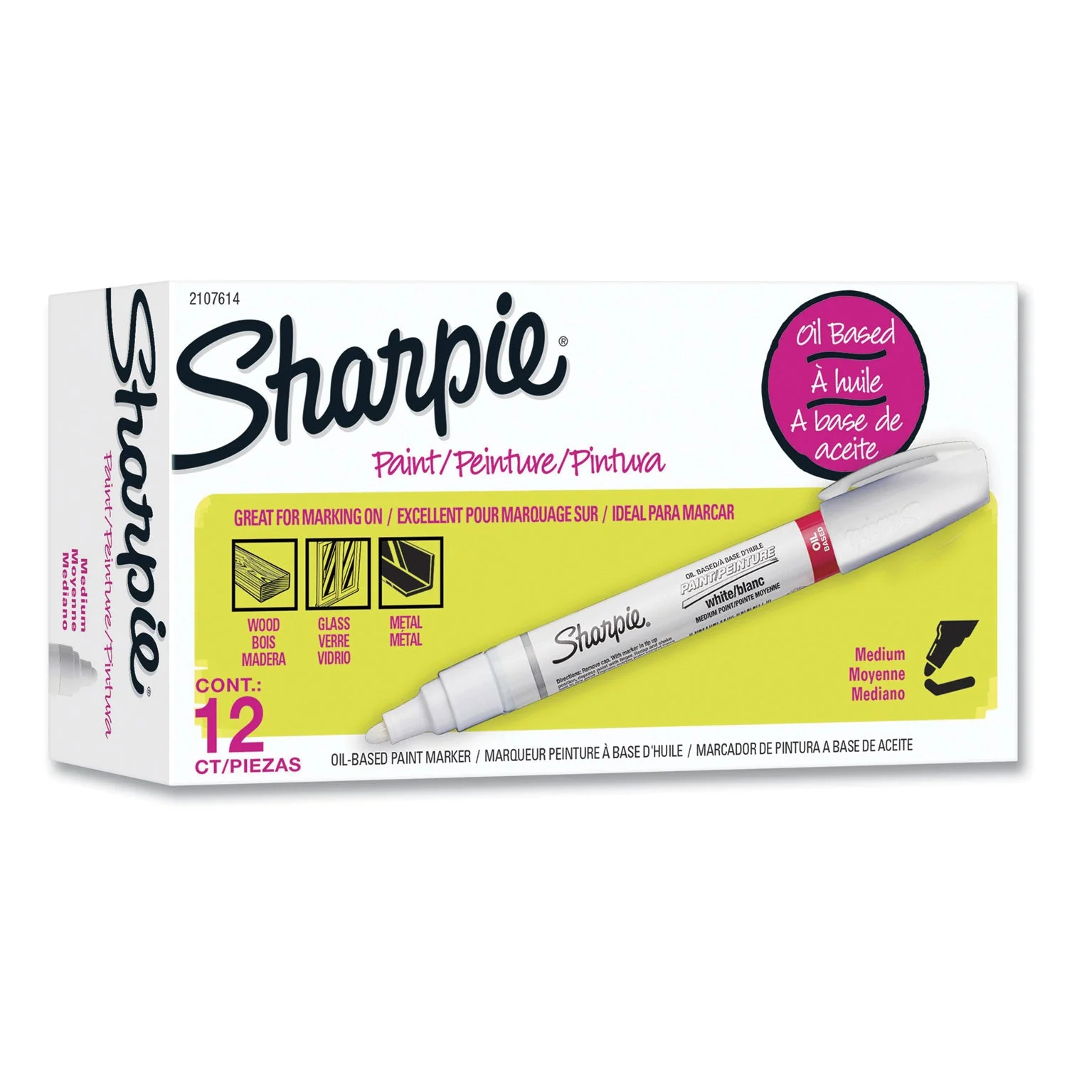 Sharpie Permanent Paint Marker, Medium Bullet Tip, White, Dozen - Image 2