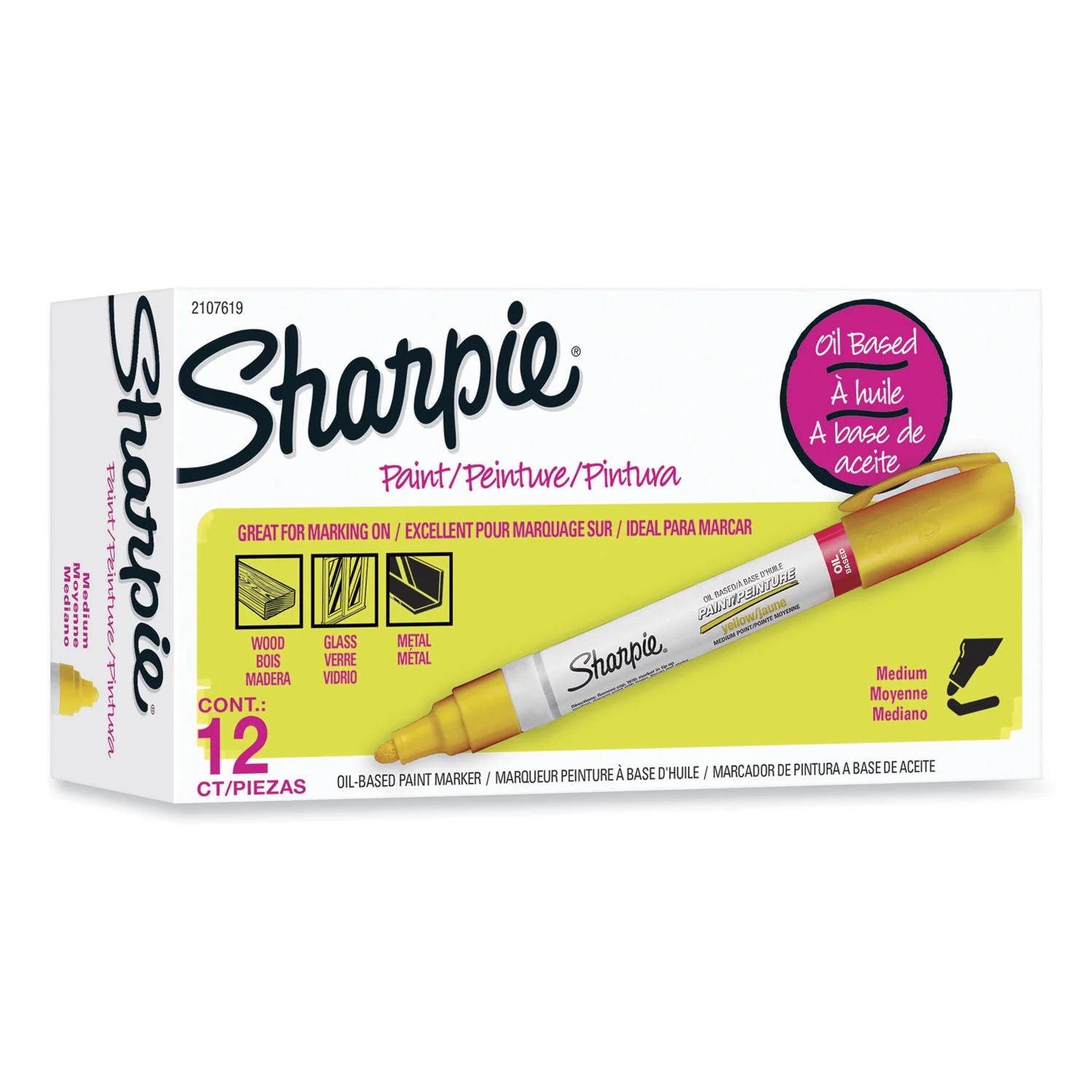 Sharpie Permanent Paint Marker, Medium Bullet Tip, Yellow, Dozen - Image 2