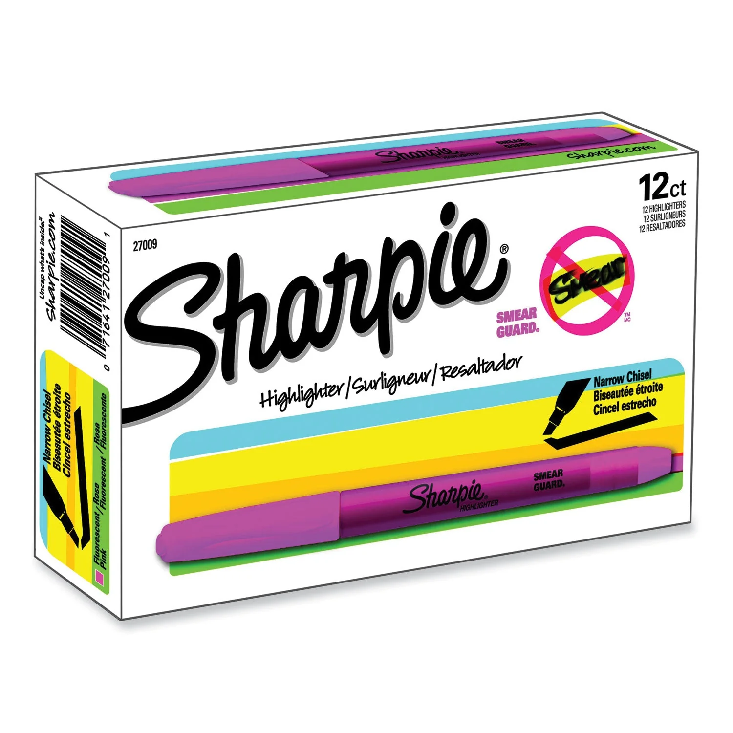 Sharpie Pocket Style Highlighters, Fluorescent Pink Ink, Chisel Tip, Pink Barrel, Dozen - Image 2
