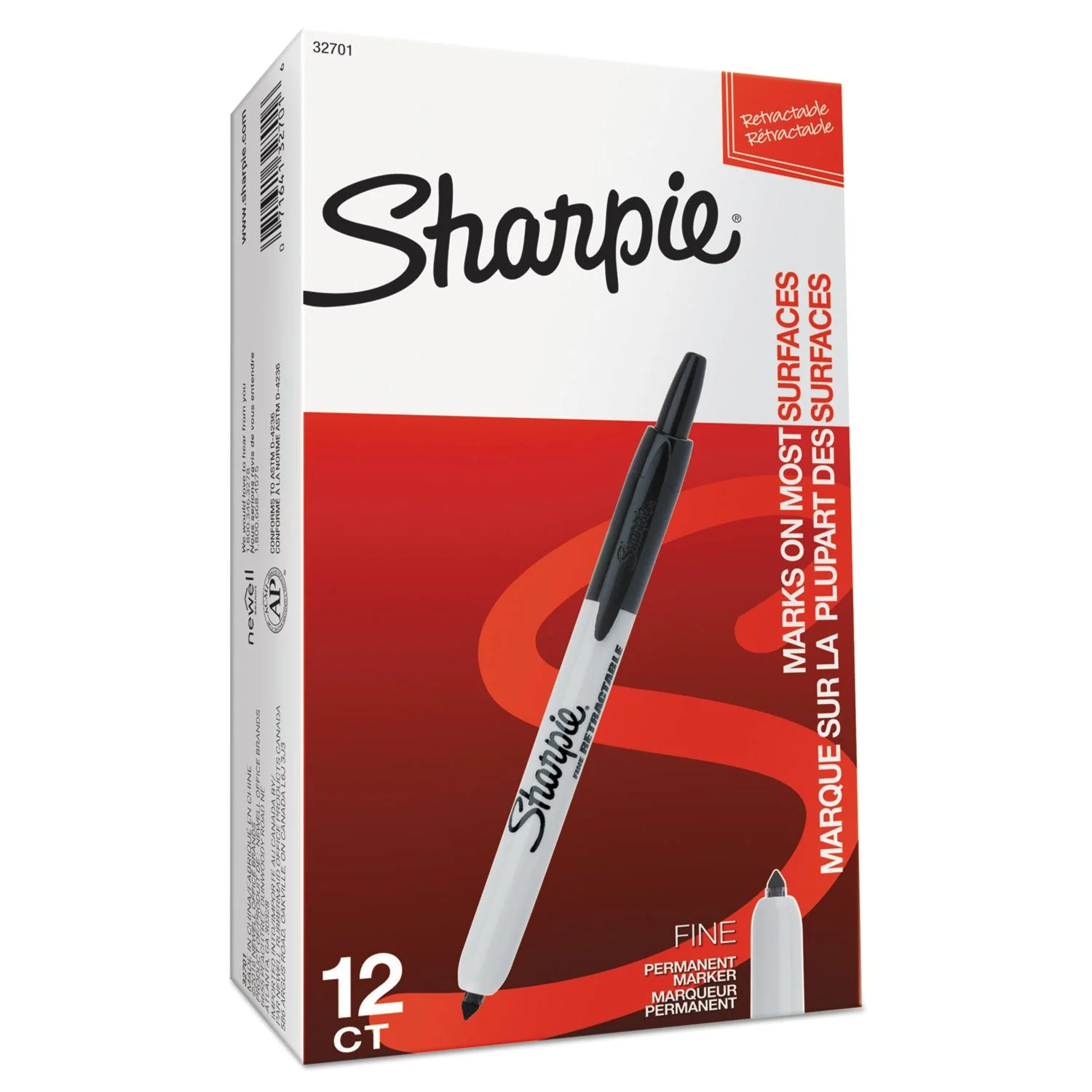 Sharpie Retractable Permanent Marker, Fine Bullet Tip, Black - Image 4