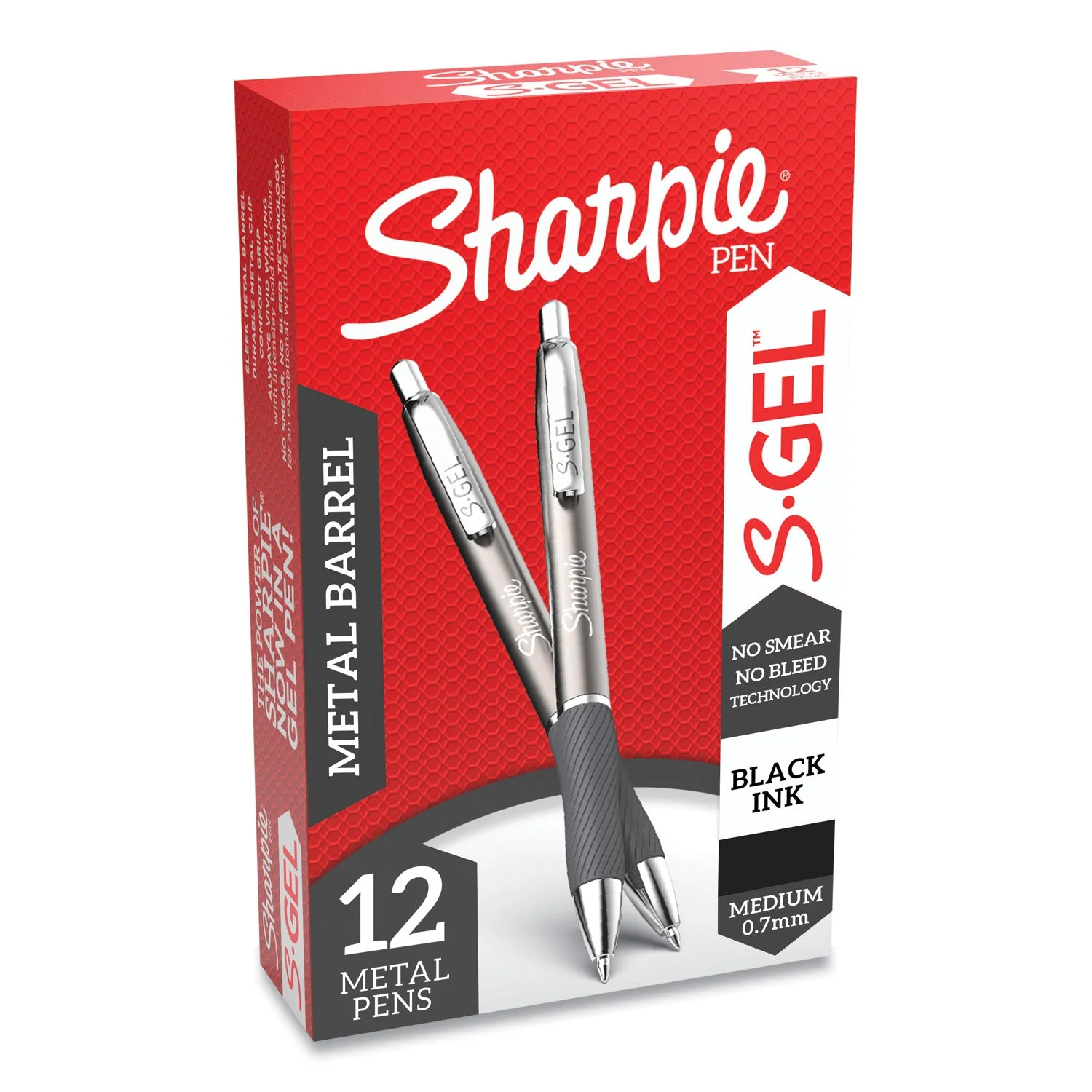 Sharpie S-Gel Premium Metal Barrel Gel Pen, Retractable, Medium 0.7 mm, Black Ink, Gun Metal Gray Barrel, Dozen - Image 3