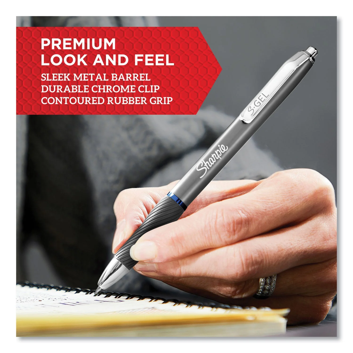 Sharpie S-Gel Premium Metal Barrel Gel Pen, Retractable, Medium 0.7 mm, Black Ink, Gun Metal Gray Barrel, Dozen - Image 7
