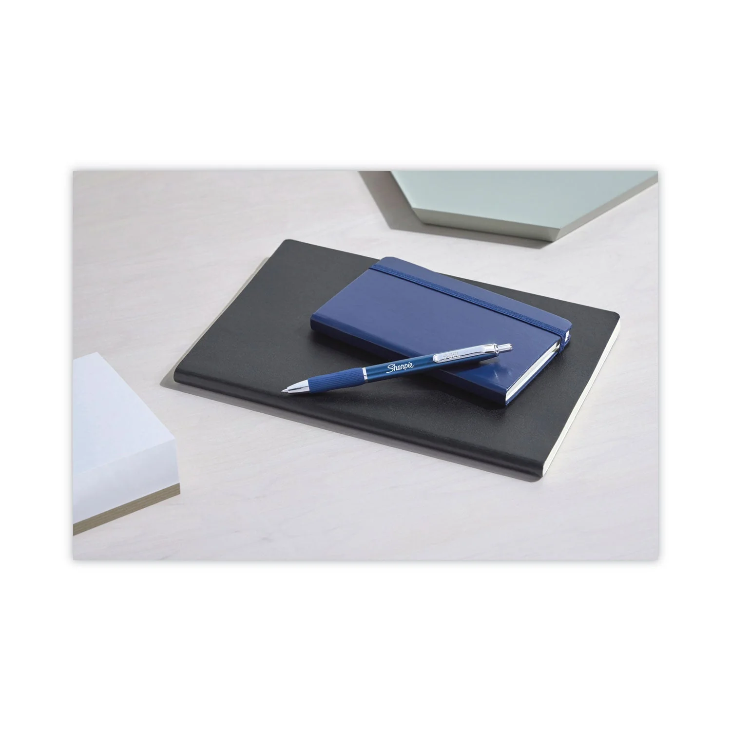 Sharpie S-Gel Premium Metal Barrel Gel Pen, Retractable, Medium 0.7 mm, Black Ink, Midnight Blue Barrel, Dozen - Image 2