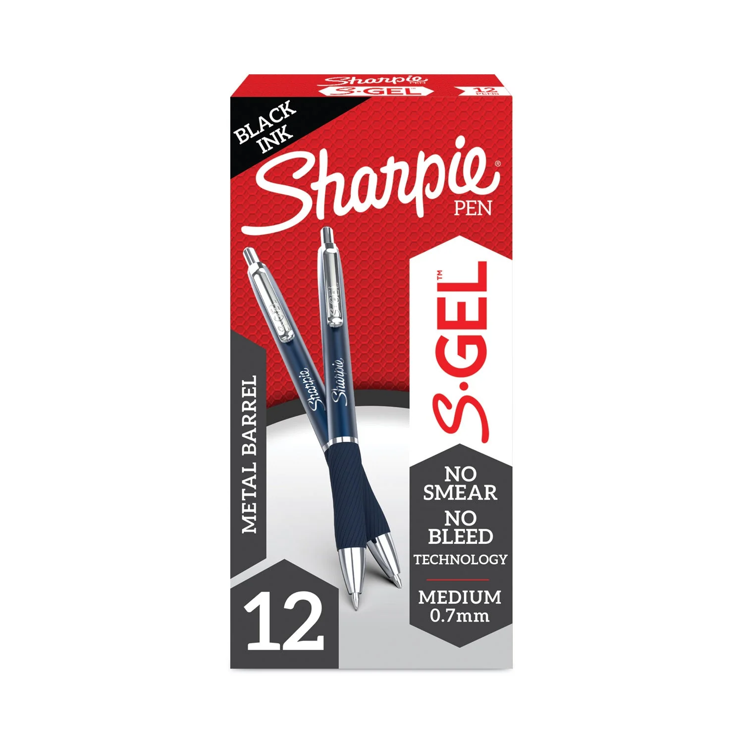 Sharpie S-Gel Premium Metal Barrel Gel Pen, Retractable, Medium 0.7 mm, Black Ink, Midnight Blue Barrel, Dozen - Image 4