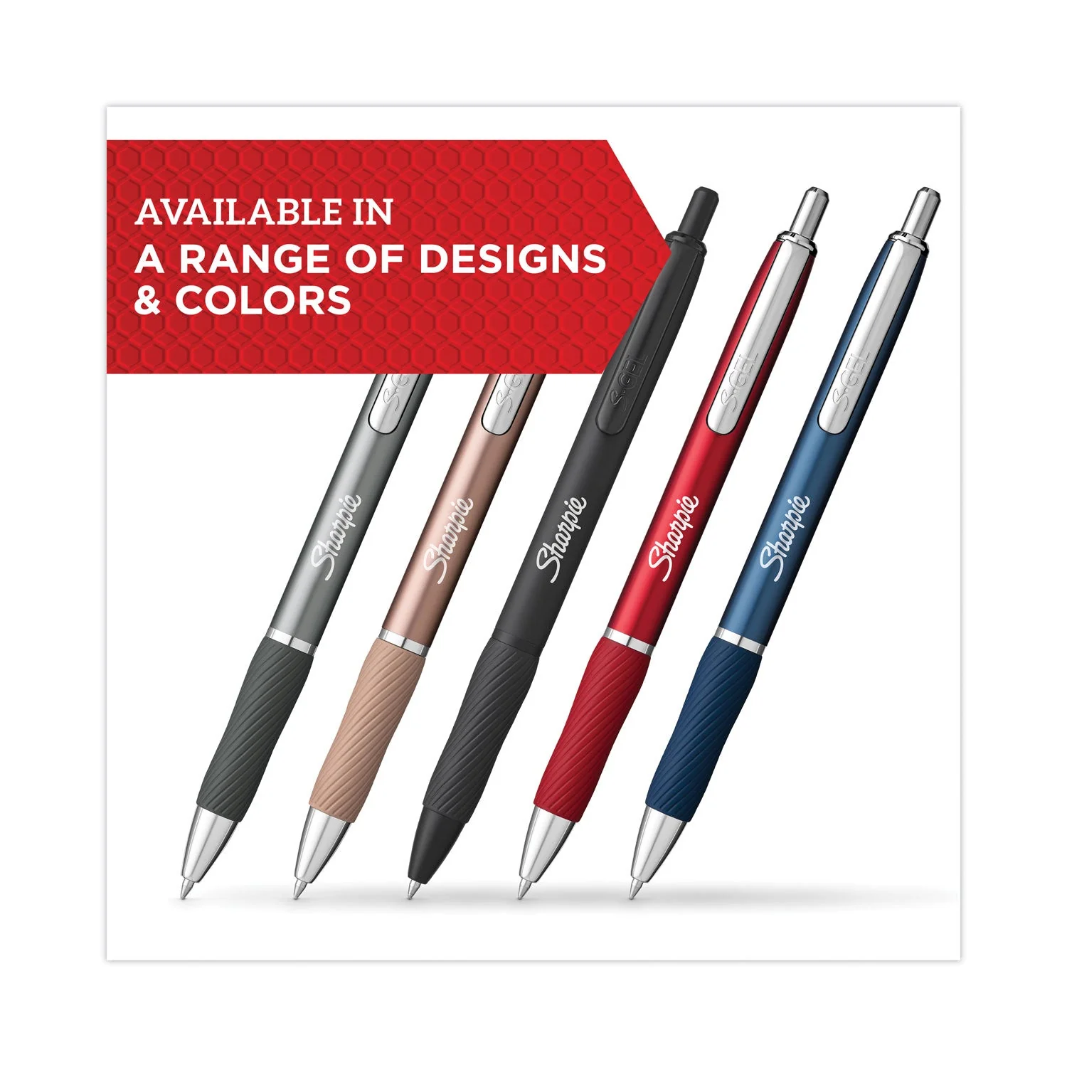Sharpie S-Gel Premium Metal Barrel Gel Pen, Retractable, Medium 0.7 mm, Black Ink, Red Barrel, 4/Pack - Image 4
