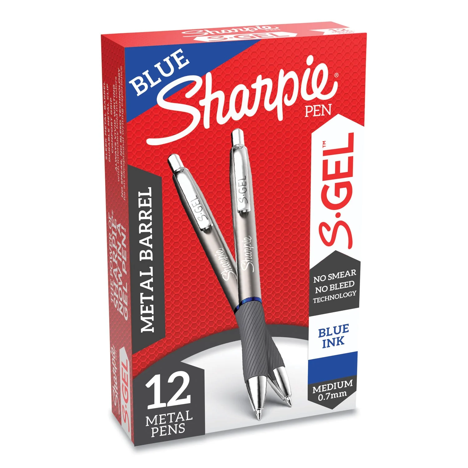 Sharpie S-Gel Premium Metal Barrel Gel Pen, Retractable, Medium 0.7 mm, Blue Ink, Gun Metal Gray Barrel, Dozen - Image 7