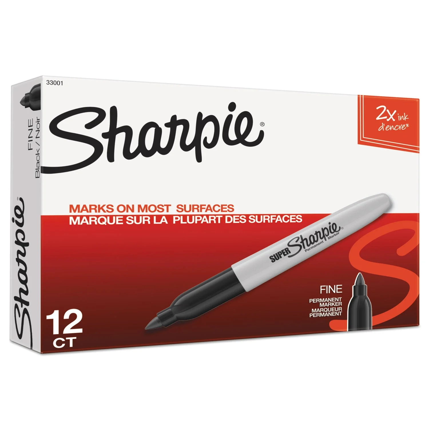 Sharpie Super Permanent Marker, Fine Bullet Tip, Black, Dozen - Image 2