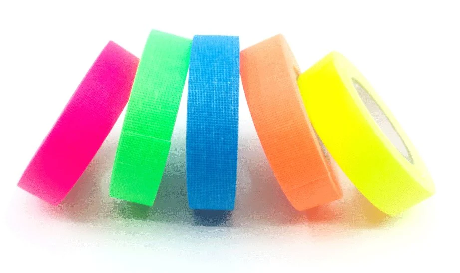 Gaffer Power 1/2" MiniSpike Gaff Tape 5-Pack 1/2 Inch x 6 Yards (Fluorescent Green, Pink, Yellow, Orange, Blue) - Image 2