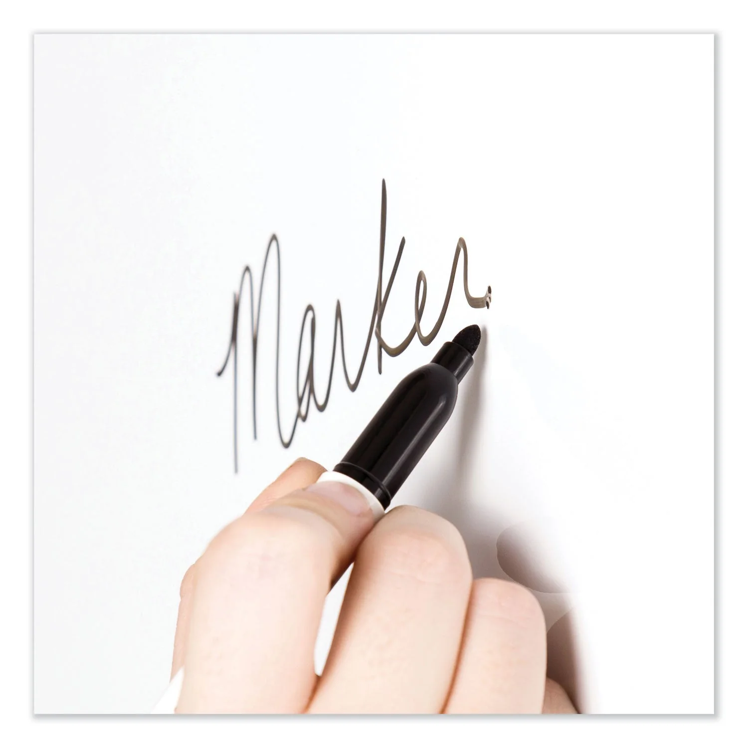 U Brands Medium Point Low-Odor Dry-Erase Markers with Erasers, Medium Bullet Tip, Black, Dozen - Image 5