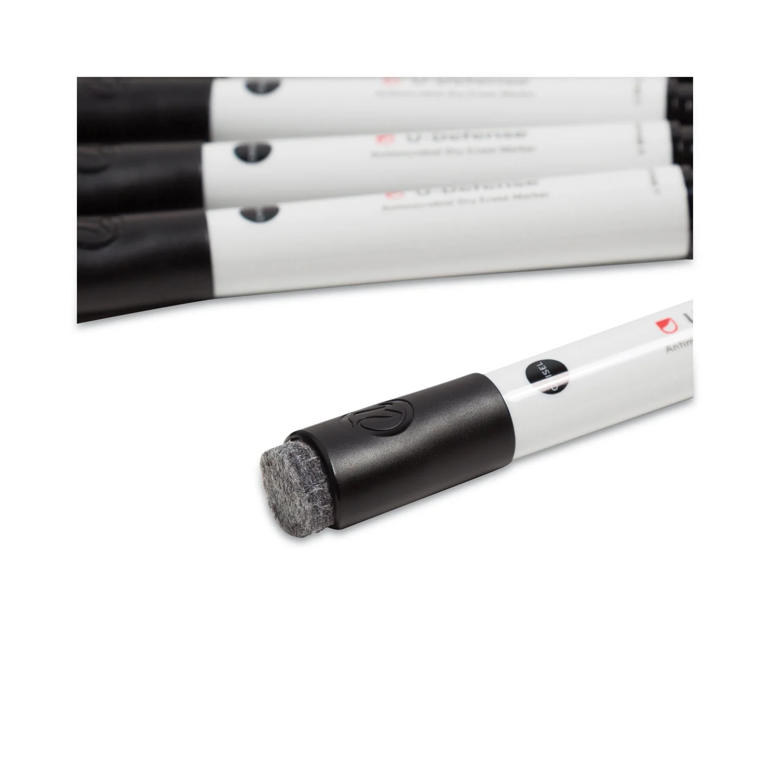 U Brands U-Defense Antimicrobial Dry-Erase Markers, Broad Chisel Tip, Black, 12/Pack - Image 5